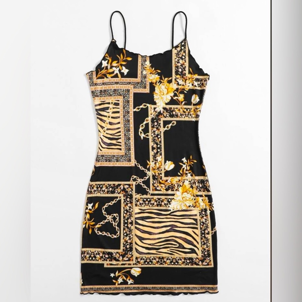 Floral, zebra, & chain print summer dress.